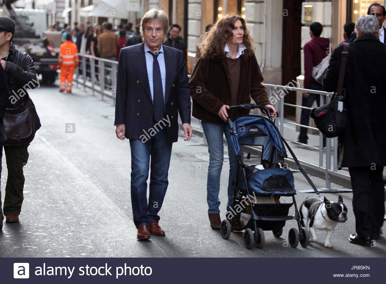 Fabrizio Del Noce e Rosy Greco. Fabrizio Del Noce a passeggio per Stock Photo, Royalty Free