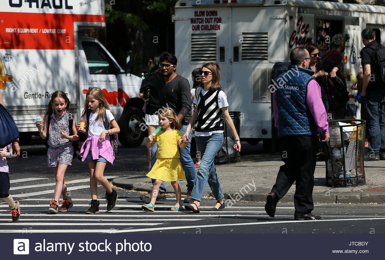 Cosima Mars and Sofia Coppola. Director Sofia Coppola pushes her Stock Photo, Royalty Free Image