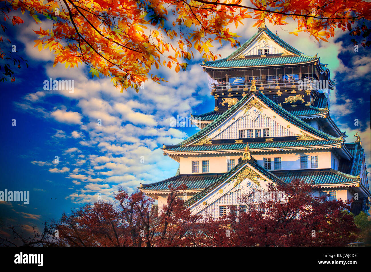 The Beautiful Osaka Castle In Osaka With Nice Background Japan