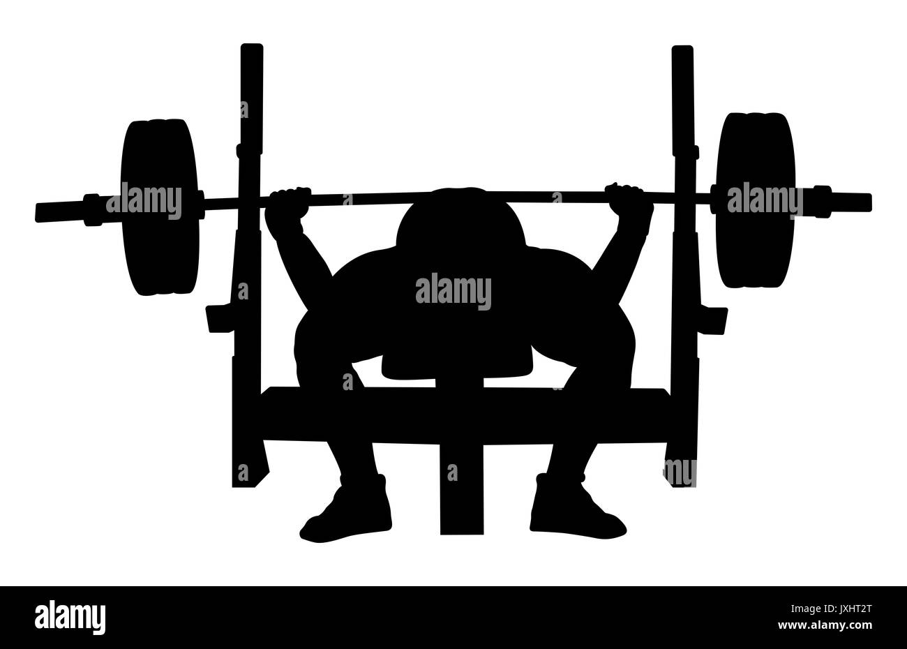 athlete powerlifter bench press black silhouette Stock Photo, Royalty