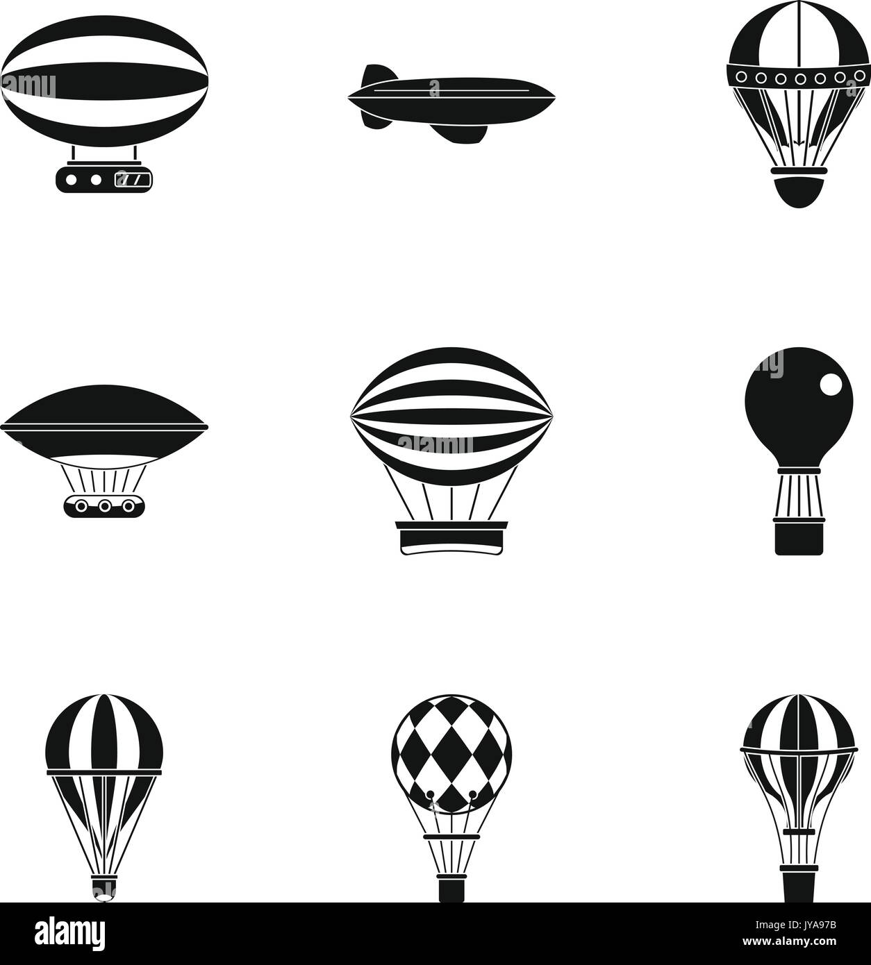 Airship Balloons Icon Set Simple Style Stock Vector Image Art Alamy