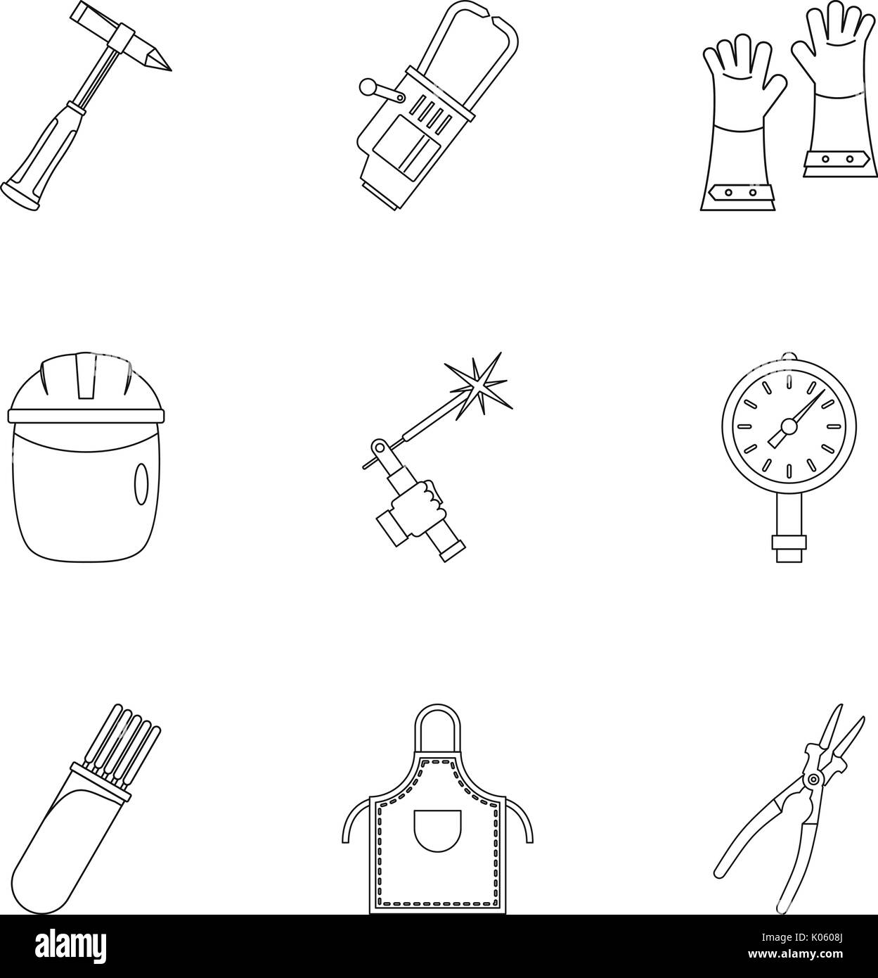 Welder Instrument Icon Set Outline Style Stock Vector Image Art Alamy