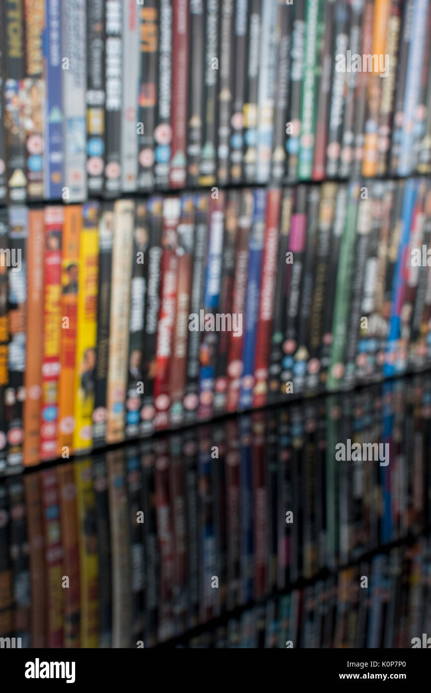 soft focus stack of dvd movies as metaphor for dvd movie stock soft inventory