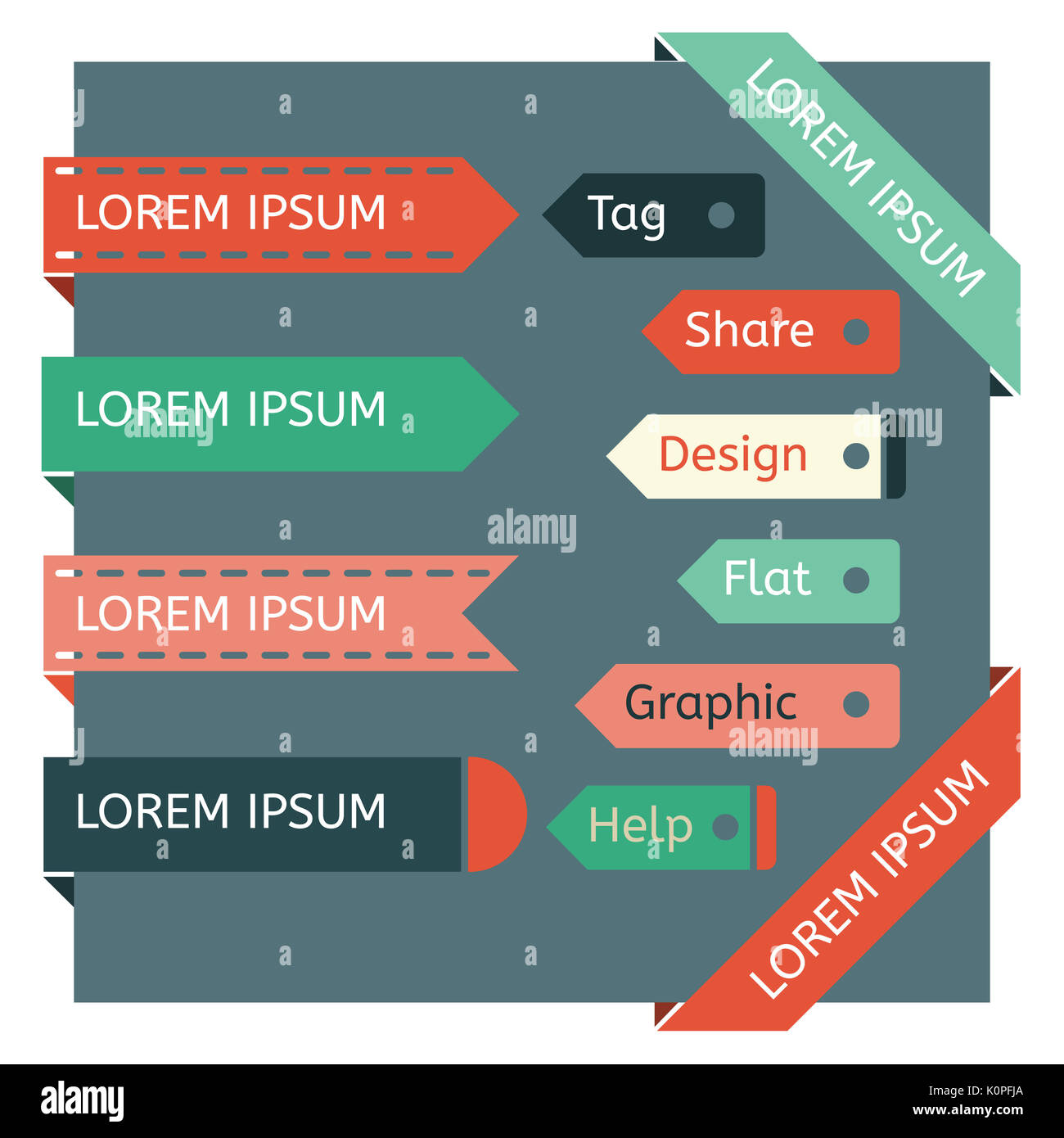 ribbons tags labels vintage template flat design K0PFJA