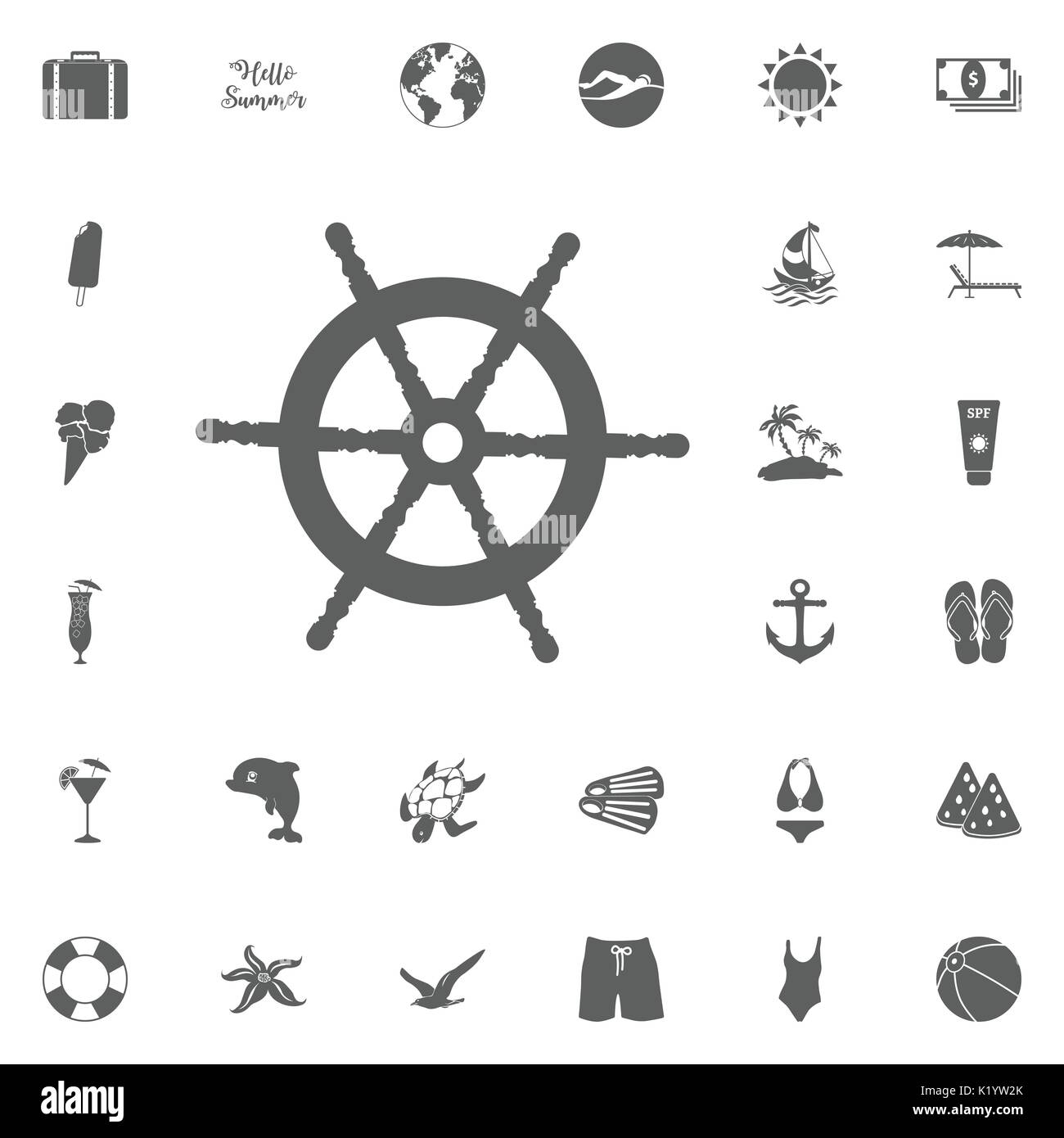 marine icons set hello
