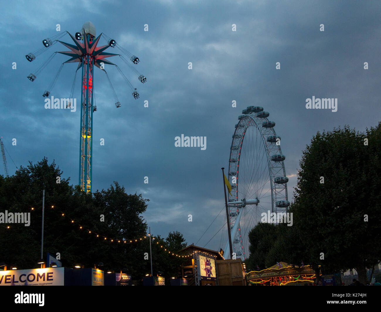 A Carousel By The London Eye On The South Bank Of The River Thames