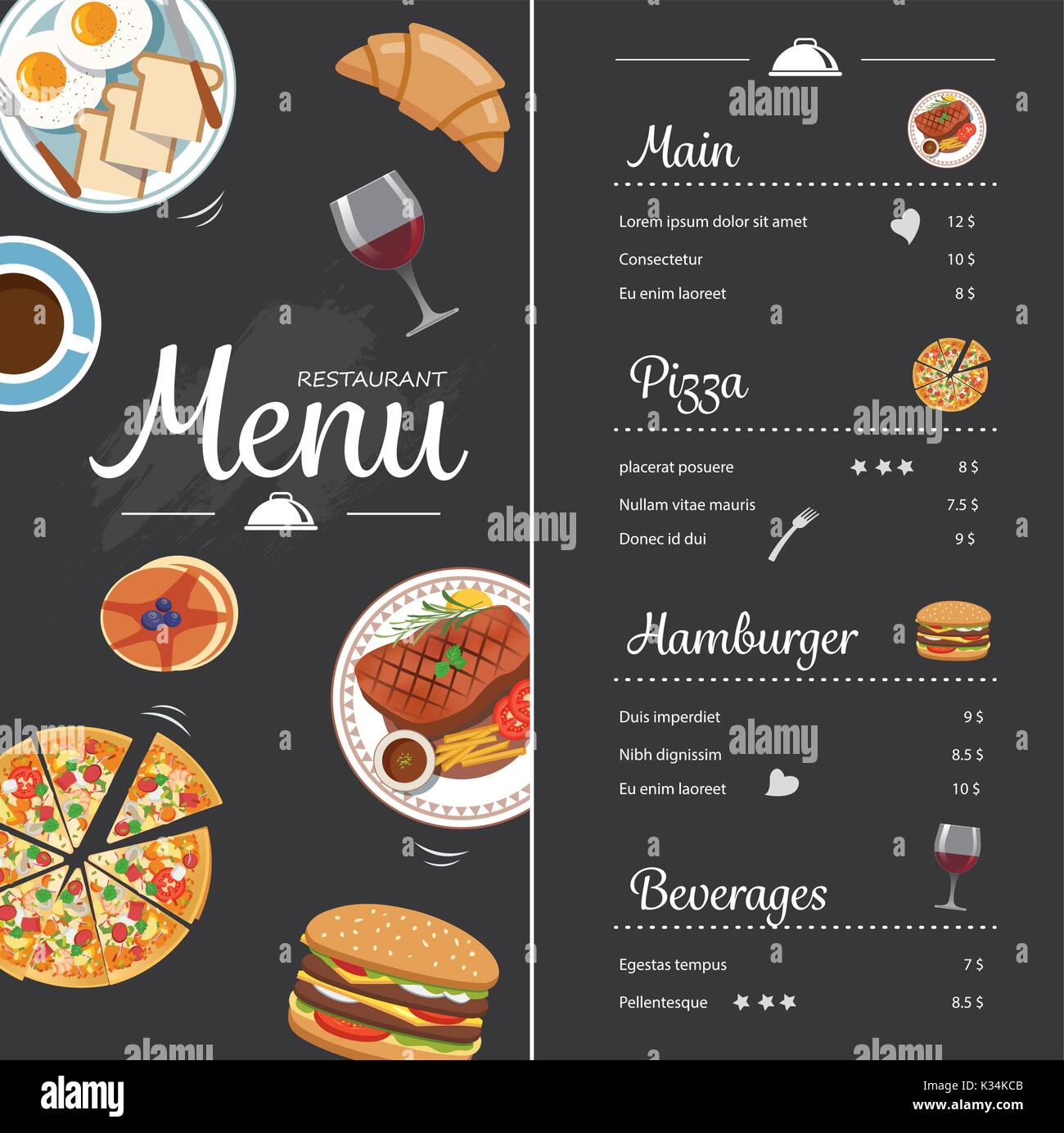 Restaurant Food Menu Design With Chalkboard Stock Vector Image Art
