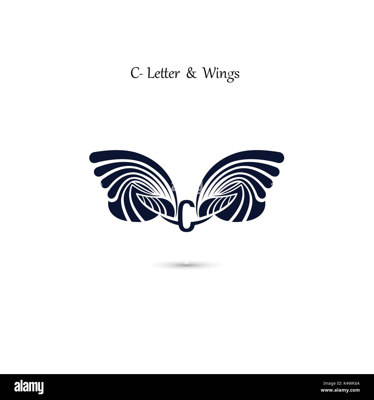 C Letter Sign And Angel Wings Monogram Wing Vector Logo Stock Vector