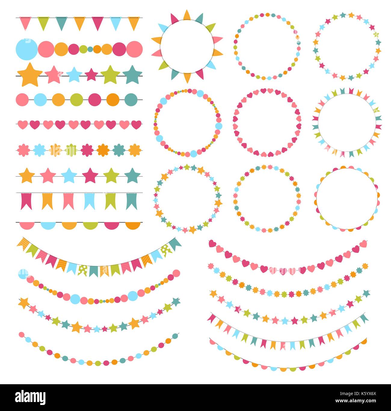party flags buntings brushes for creating a party invitation stock