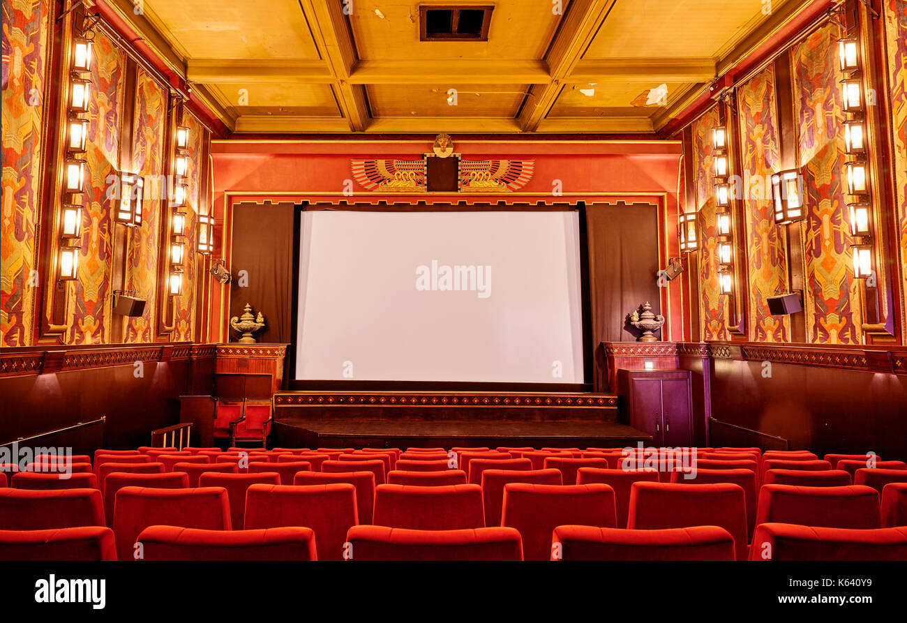 Classic Movie Film Theatre With Red Chairs Stock Photo Alamy