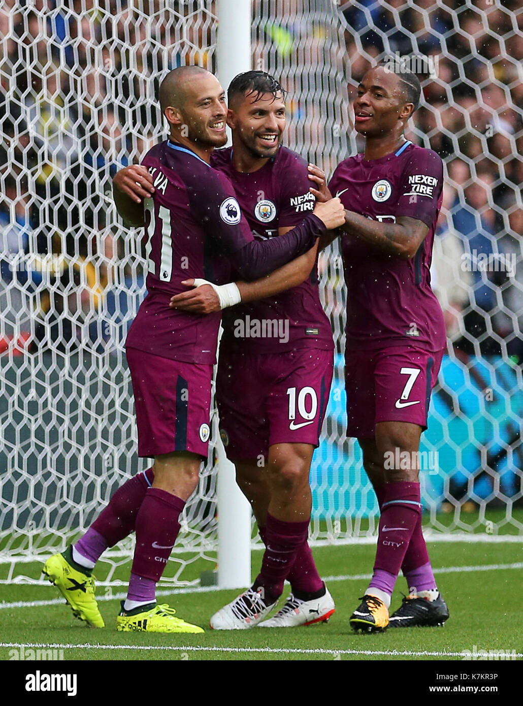 Manchester City S Sergio Aguero Centre Celebrates With David Silva