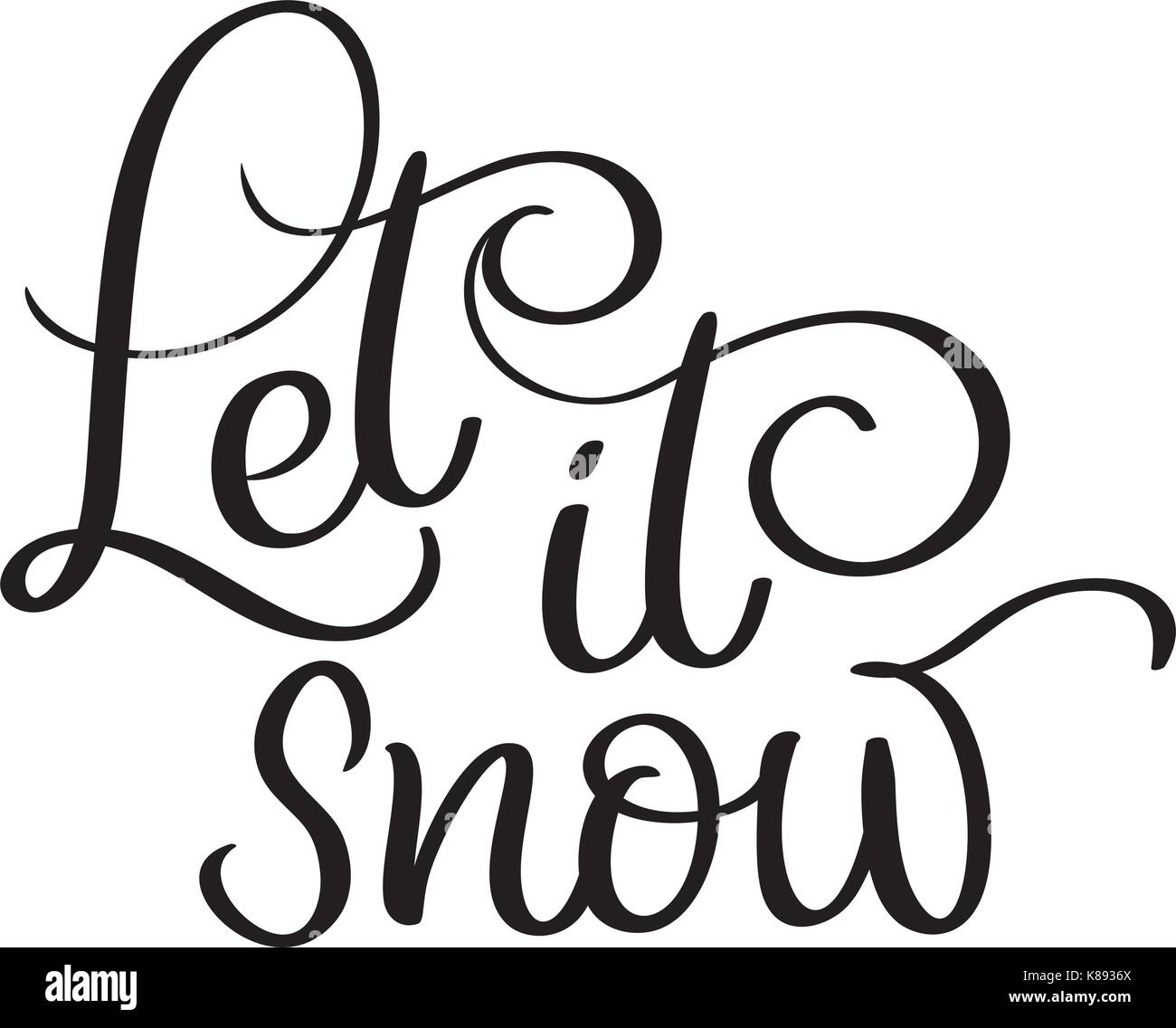 let-it-snow-text-on-white-background-hand-drawn-calligraphy-stock