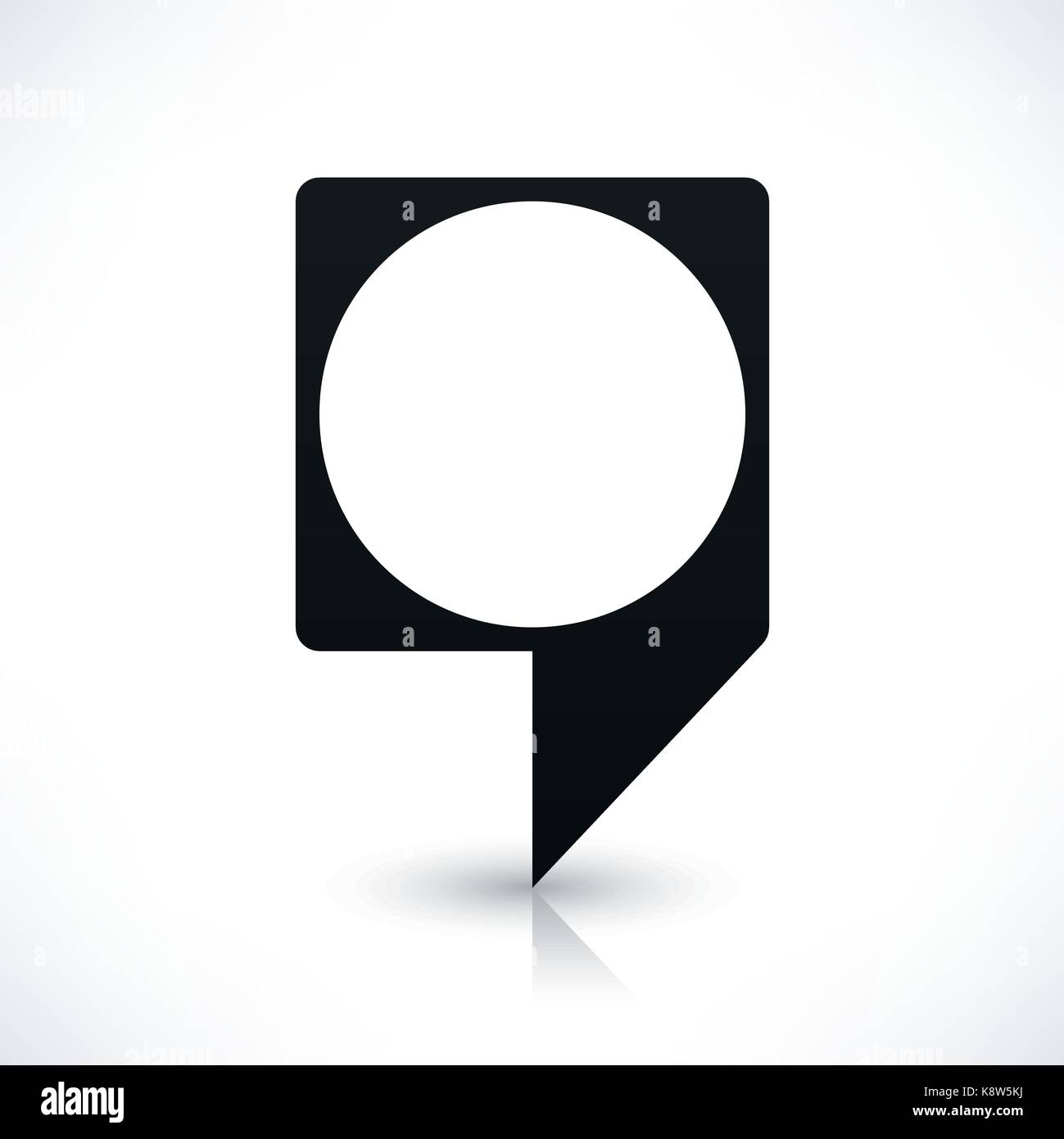 black blank rounded square map pins sign location icon with circle