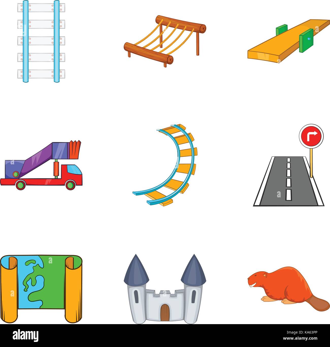 Railway Icons Set Cartoon Style Stock Vector Image Art Alamy