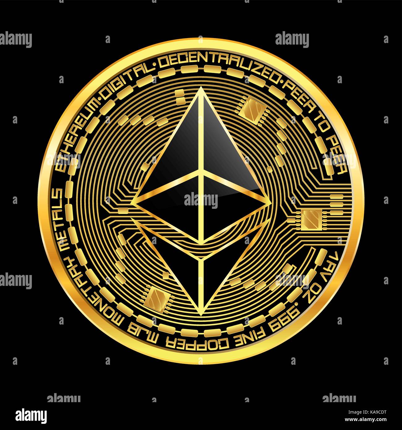Crypto currency ethereum golden symbol Stock Vector Art ...