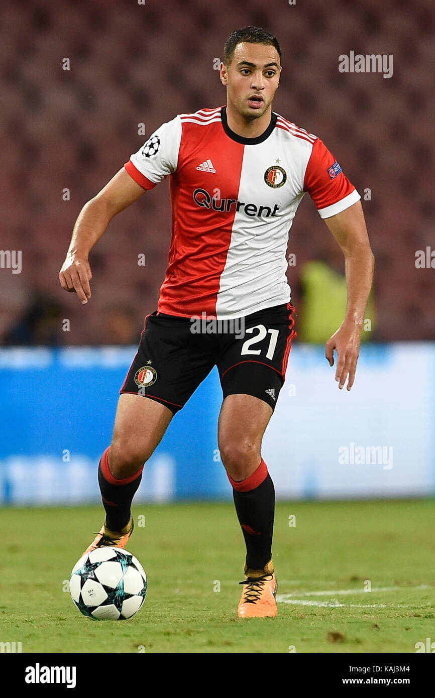 Naples Italy 26th Sep 2017 Sofyan Amrabat Of Feyenoord In Action