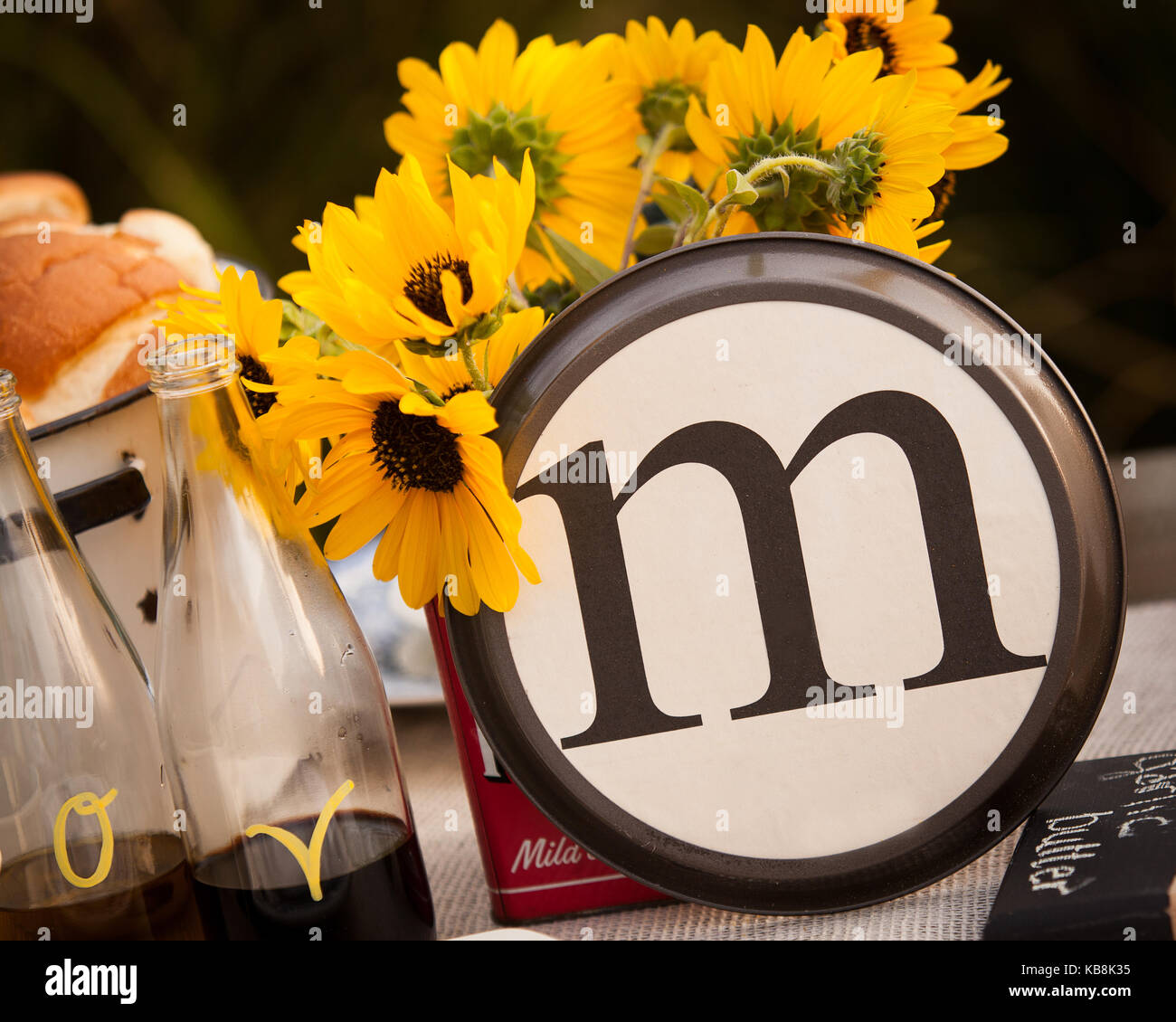Beautiful Rustic Table Setting With The Letter M Incorporated