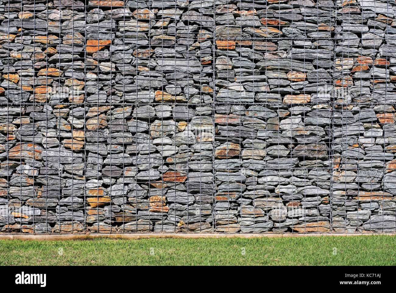 Gabion Retaining Wall Blocks with Mesh Wire Stone Basket Stock Photo