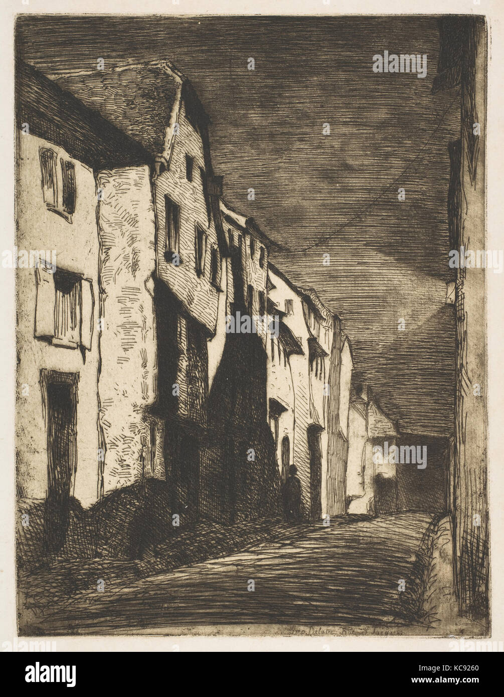 Street at Saverne, 1858, Etching and open bite or sandpaper ground; third state of four (Glasgow); printed in black ink on ivory