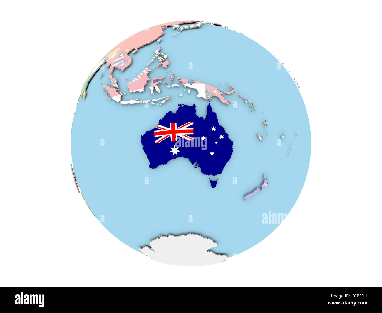 Australia On Political Globe With Embedded Flags 3D Illustration