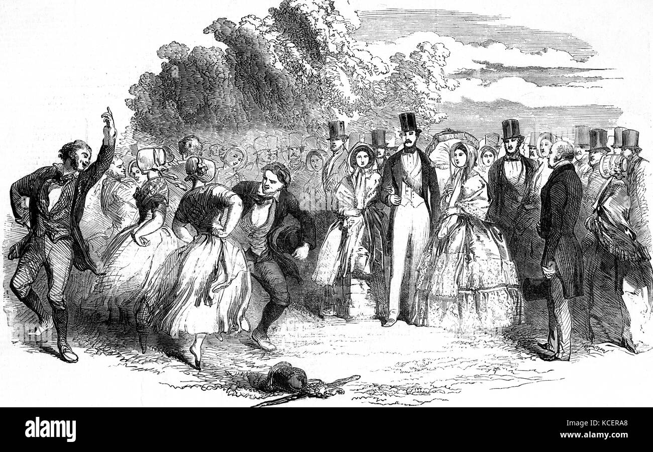 Engraving depicting the royal visit of Queen Victoria (18191901) and