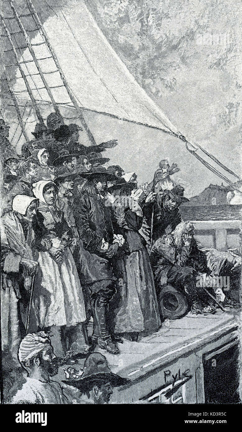 William Penn on his first trip to America, 1682, sailing in the ship 'Welcome'. Founder of Pennsylvania. Illustration by Howard Pyle, 1883