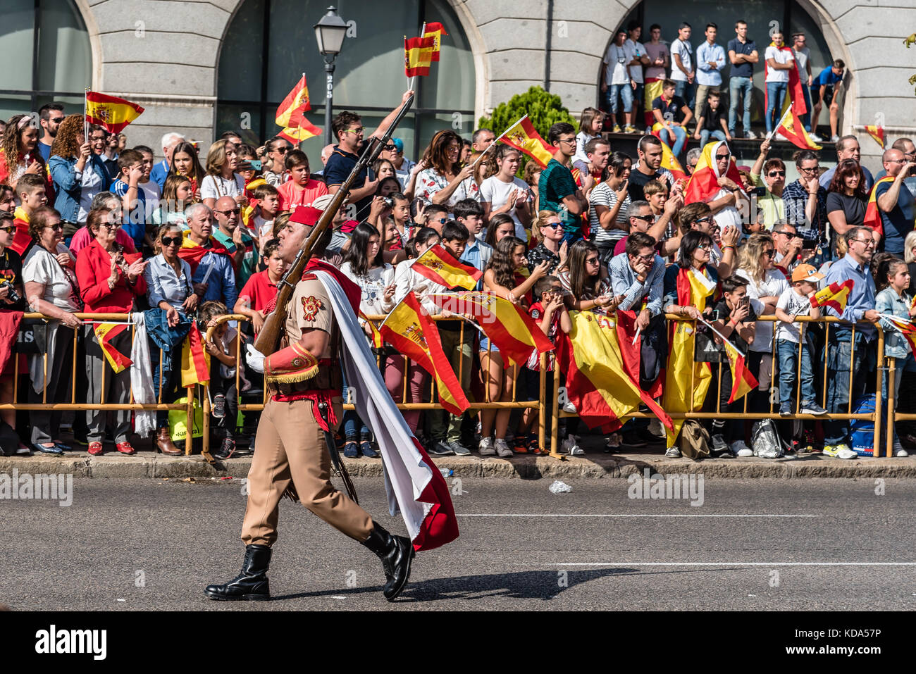 Madrid, Spain October 12, 2017 Soldiers marching in Spanish Stock