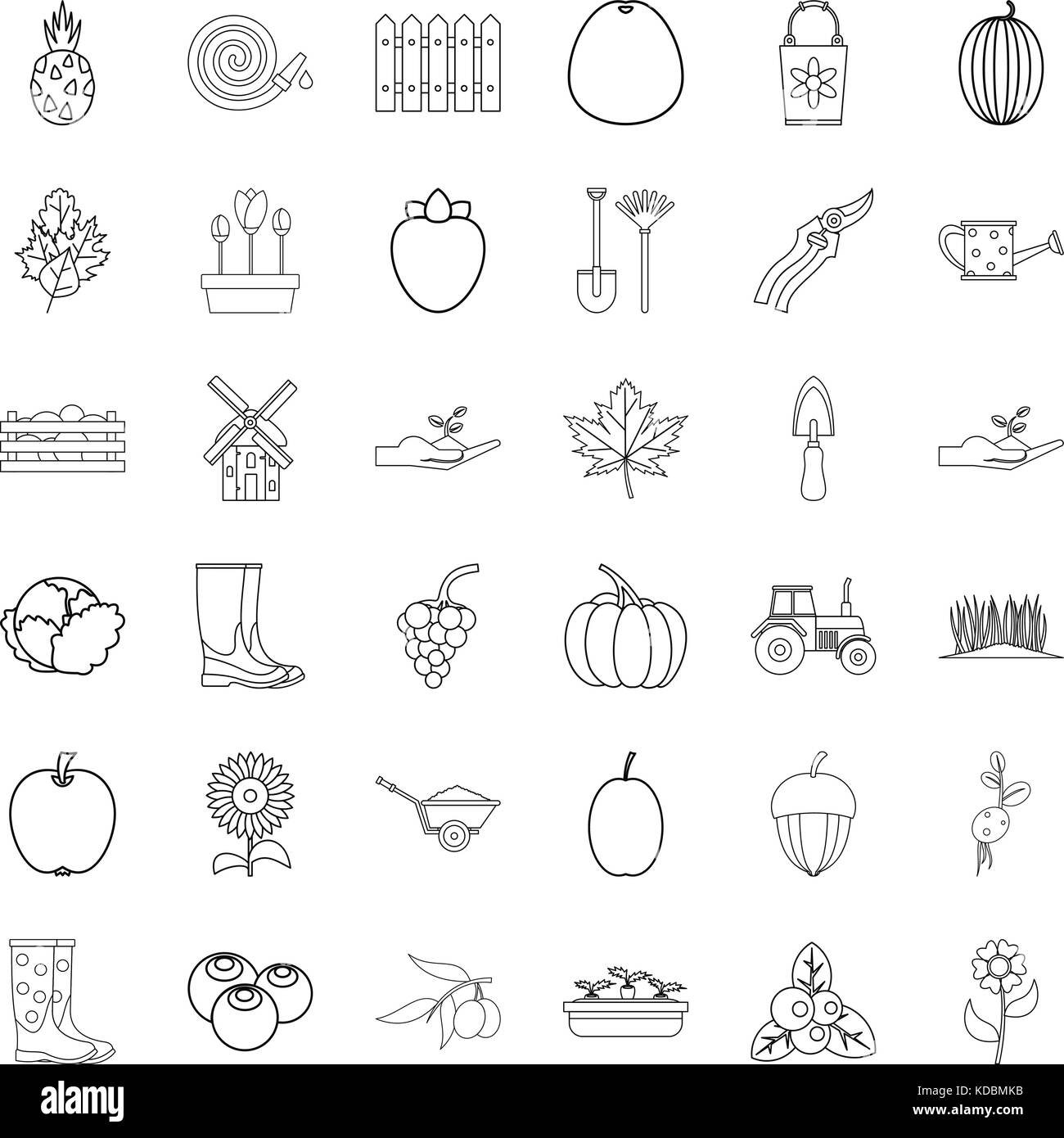 Cultivated Icons Set Outline Style Stock Vector Image Art Alamy