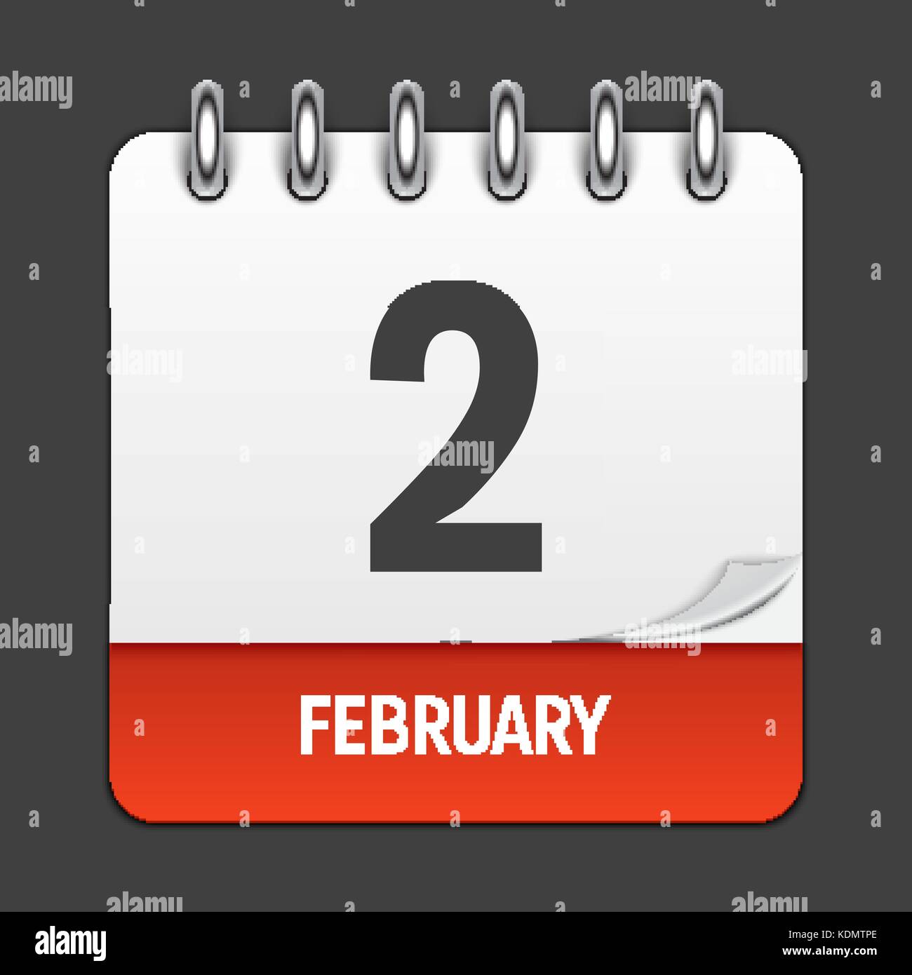 February 2 Calendar Daily Icon Vector Illustration Emblem Element