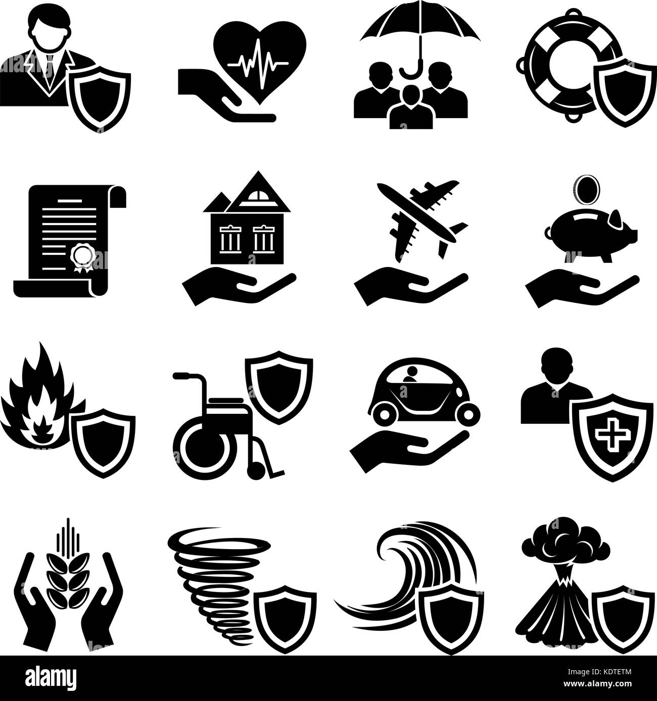 Insurance Icons Set Simple Style Stock Vector Image Art Alamy