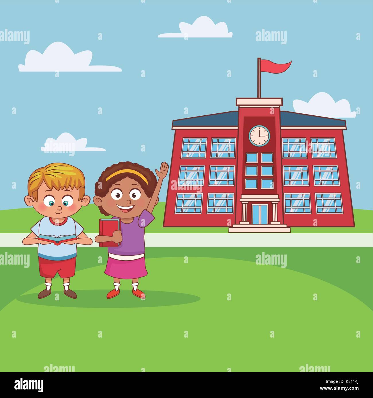 kids in school cartoon stock vector art illustration vector image kids in school cartoon