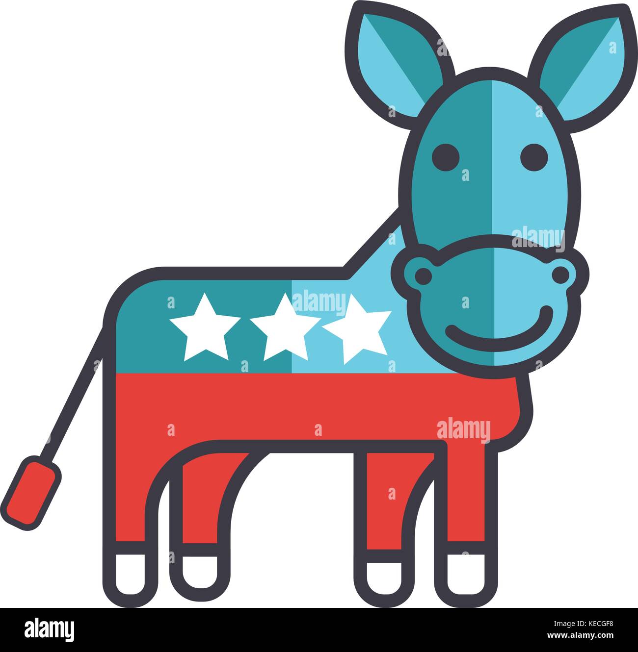donkey usa democrat party flat line illustration concept vector