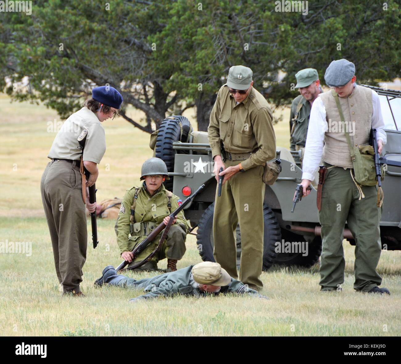 World War Ii Battle Reenactment Stock Photo Alamy