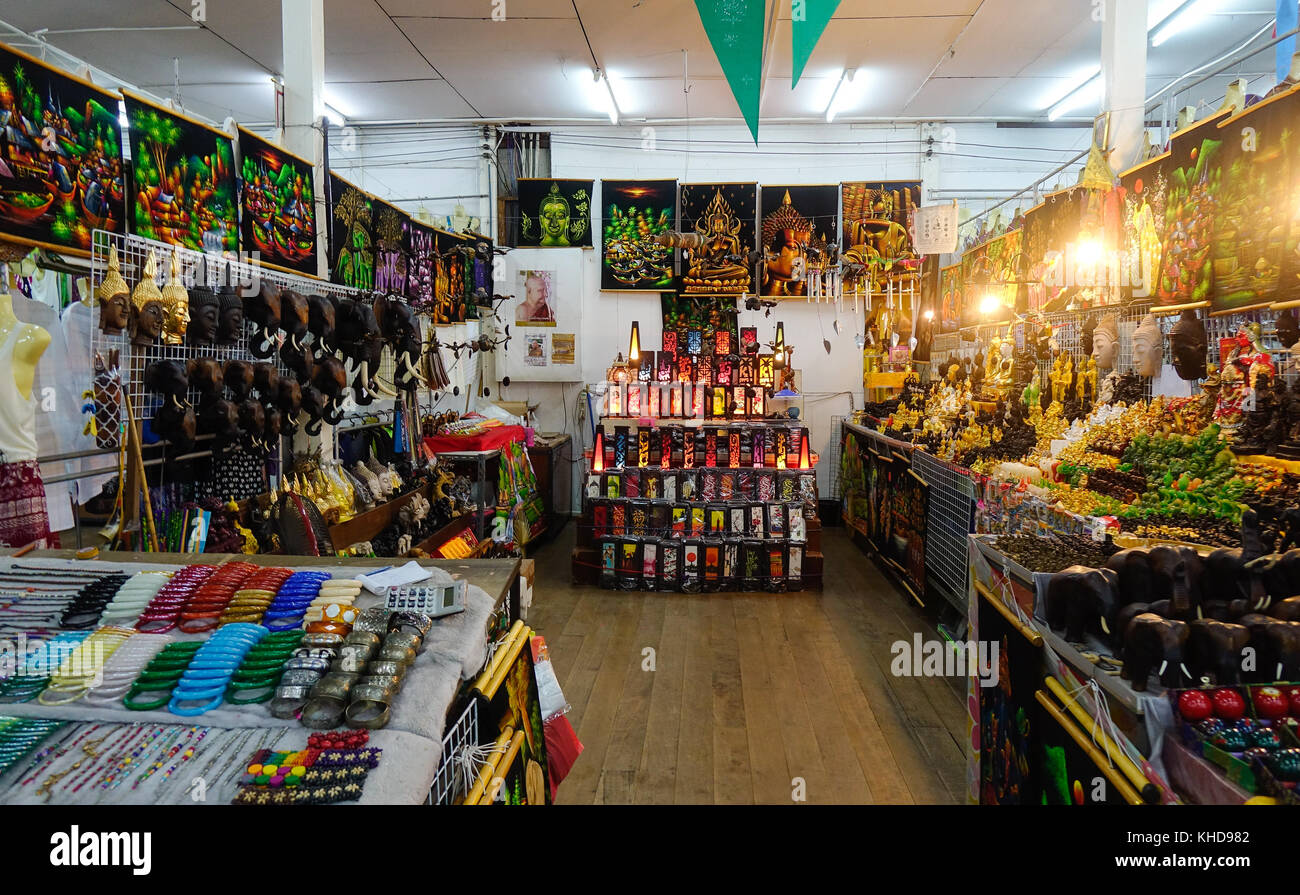 Bangkok, Thailand Jun 19, 2017. Souvenir shops located at market in