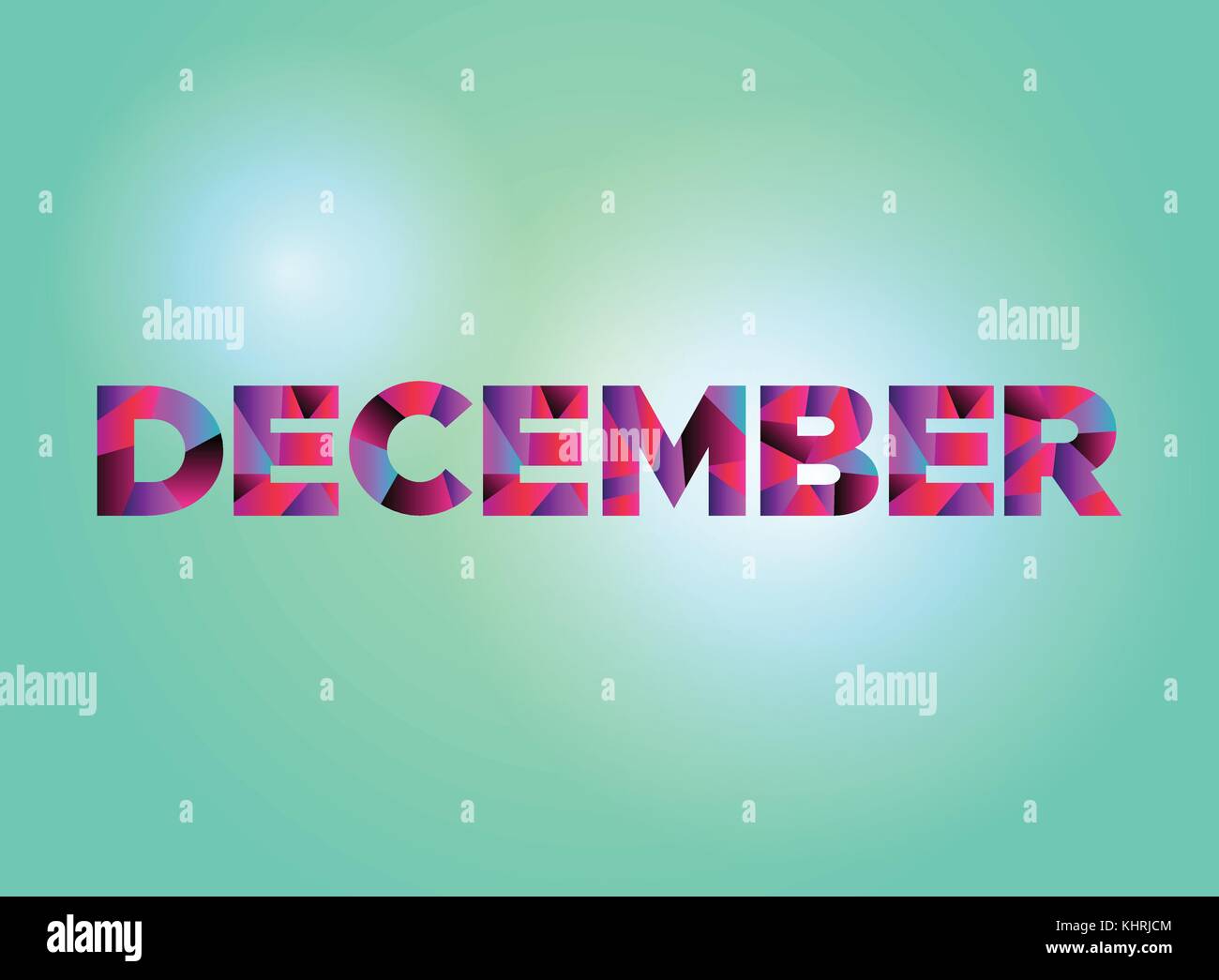 The Word December Written In Colorful Fragmented Word Art On A Vibrant