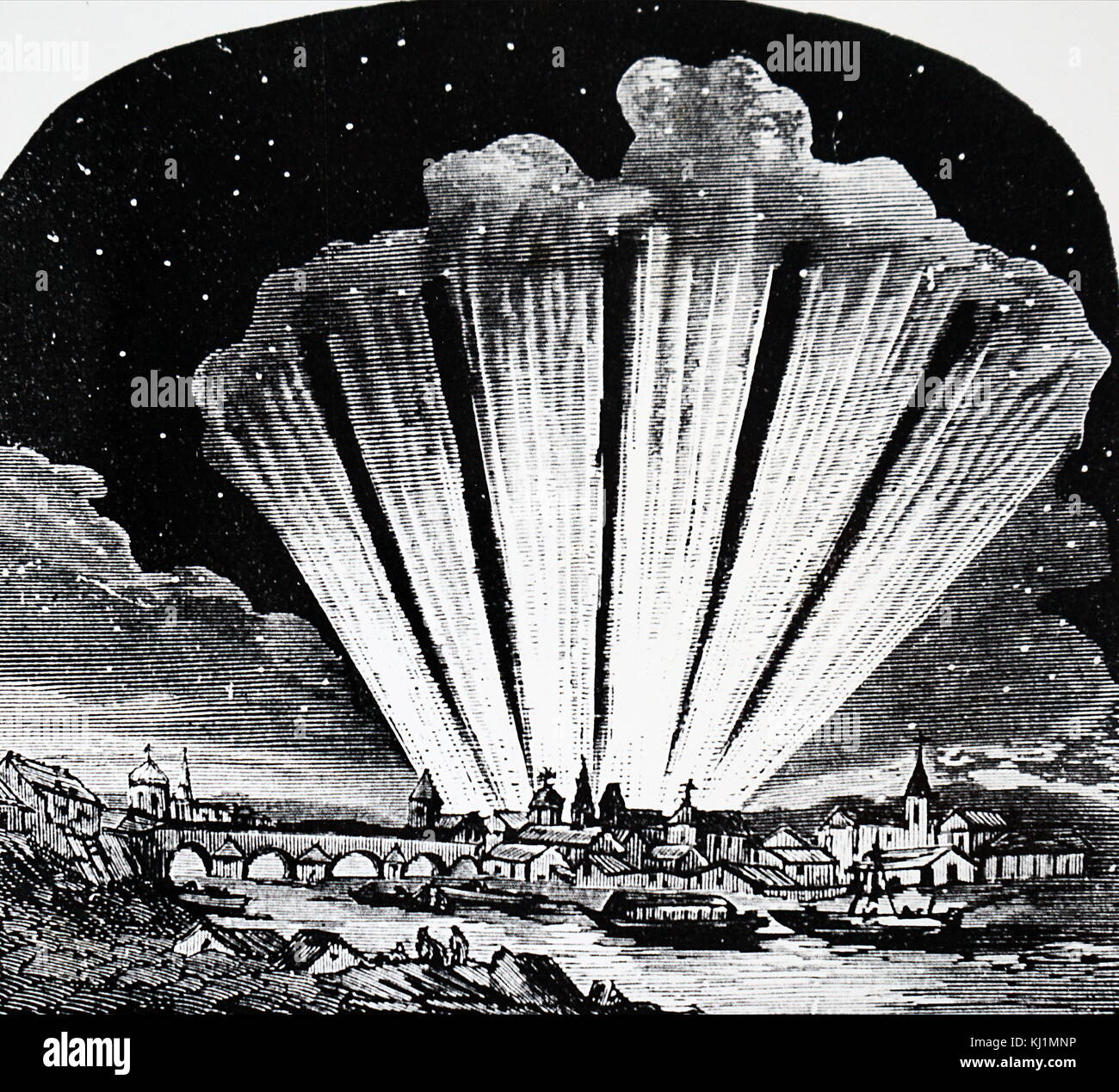 Engraving depicting the Great Comet of 1744. Dated 18th Century