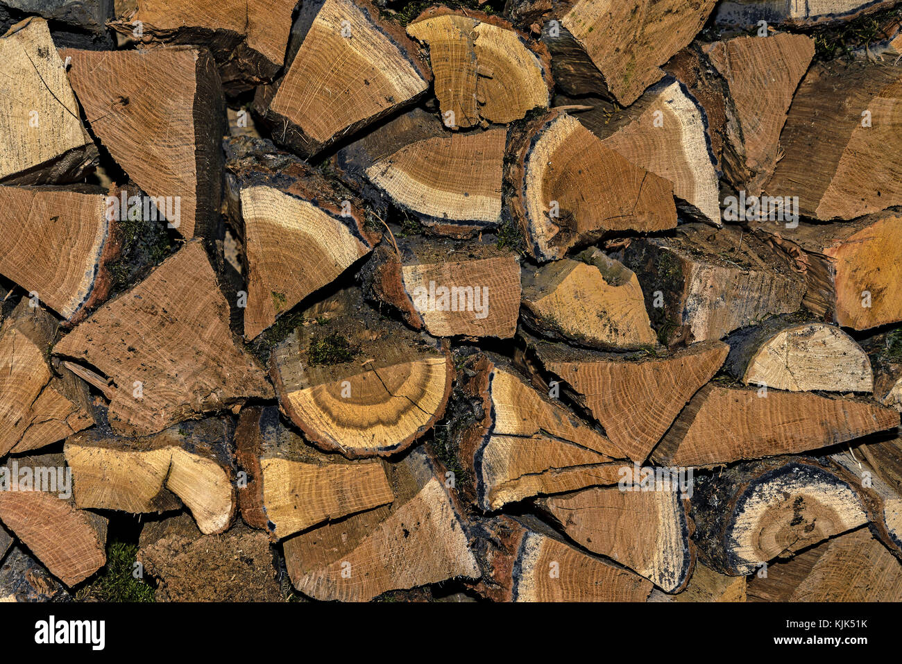 Woodpile Of Chopped Oak Firewood Stock Photo Alamy