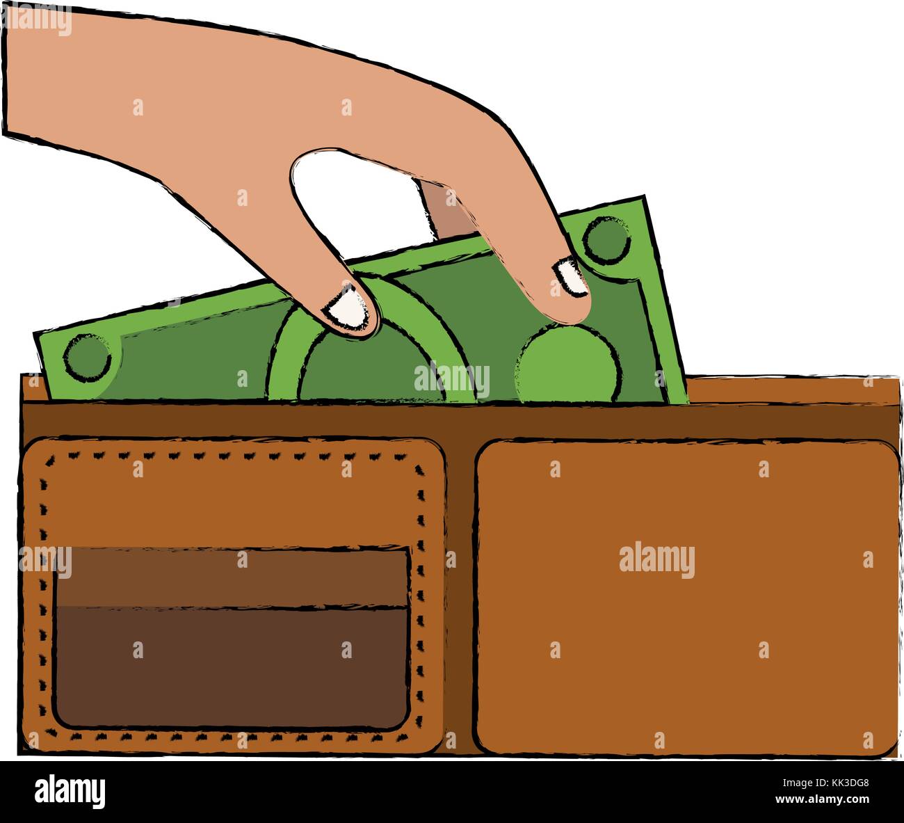 Hand Draw Purse Wallet Money Stock Photos & Hand Draw Purse Wallet