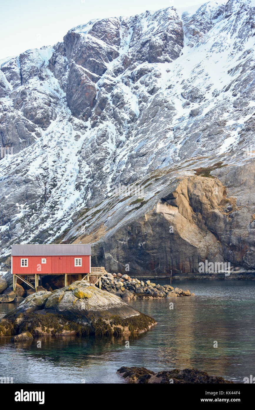 The Town Of Nusfjord In The Lofoten Islands Norway In The Winter Stock