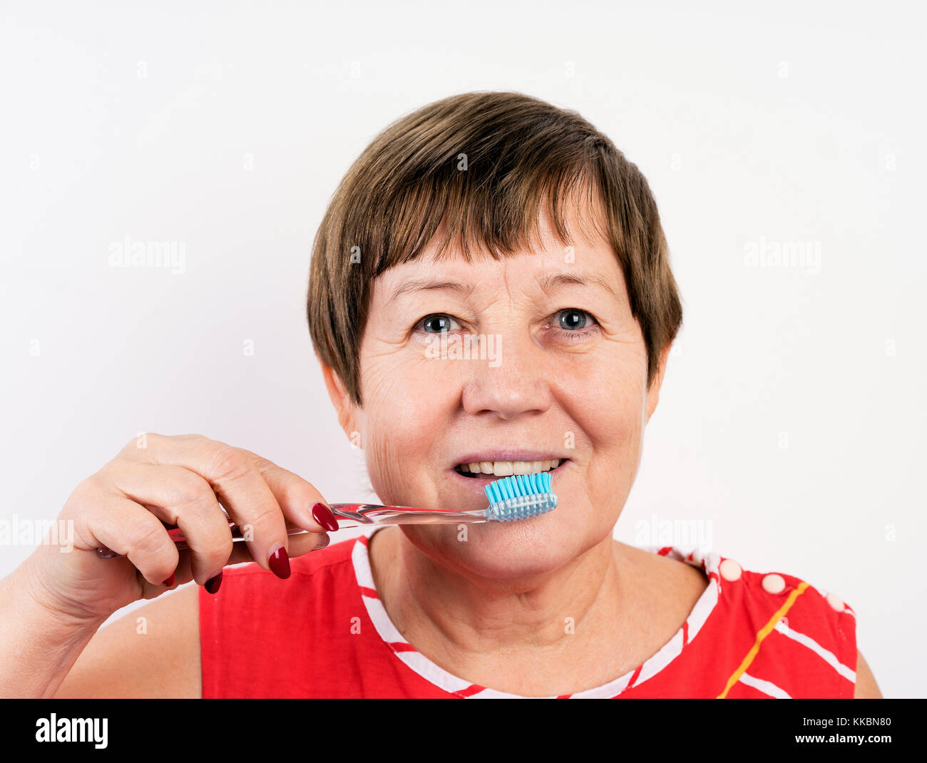 Teeth Brushing Elderly Stock Photos & Teeth Brushing Elderly Stock