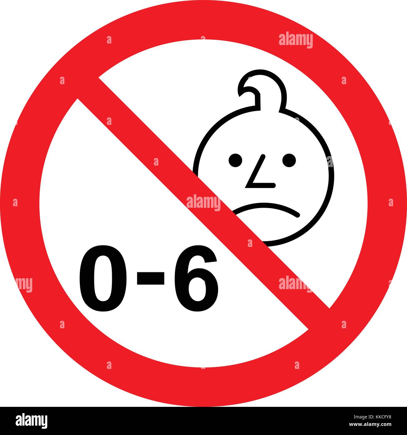 Not suitable for children under 6 years, prohibition sign. Silhouette