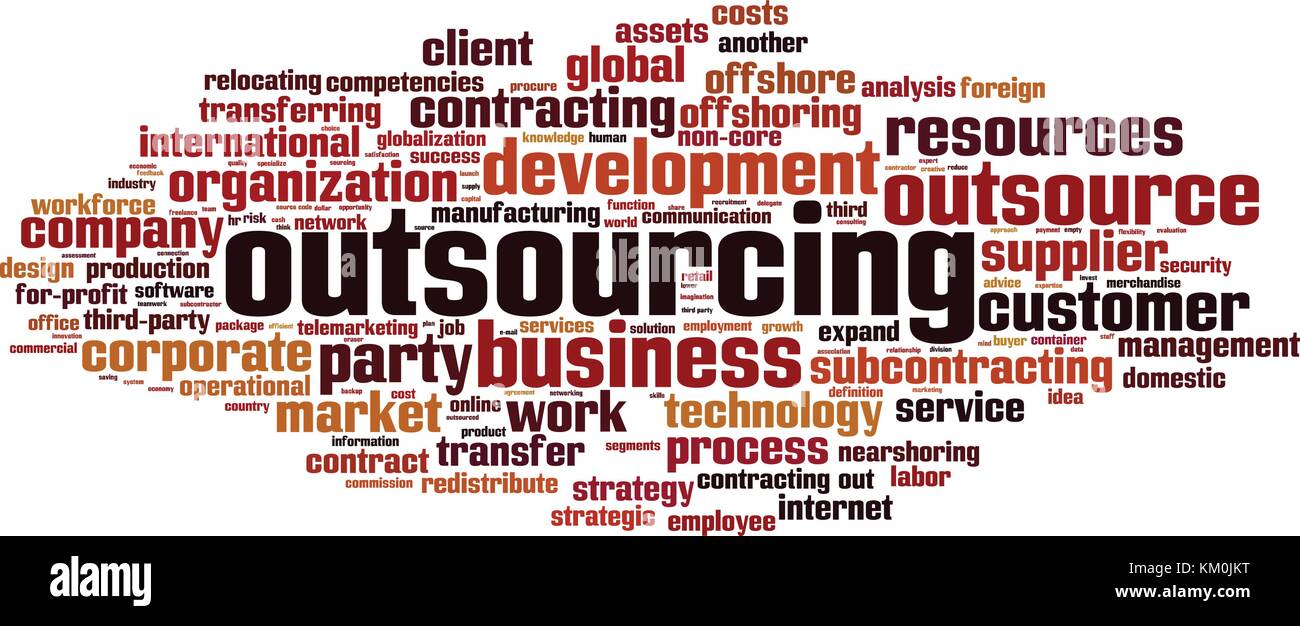 outsourcing word cloud concept. vector illustration stock vector art