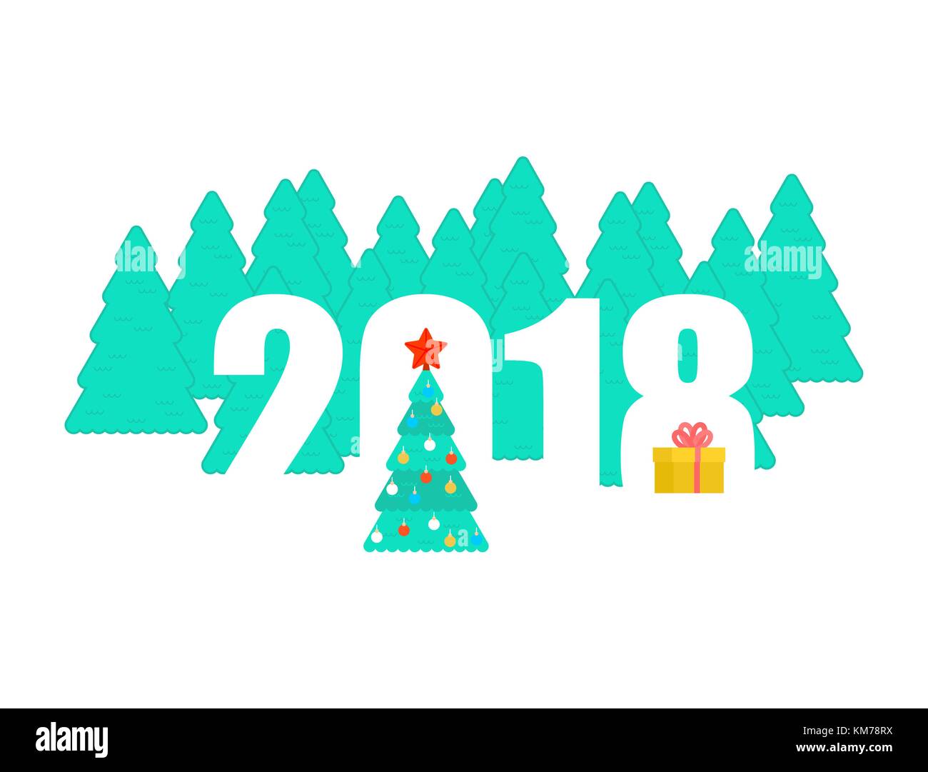 2018 new year template christmas tree and winter forest gift christmas tree poster template