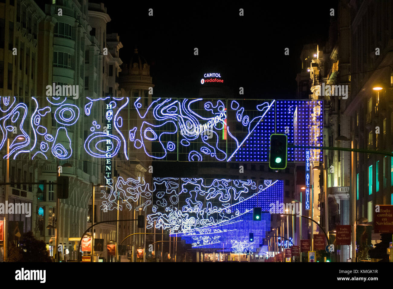 christmas lights in madrid stock photos christmas lights calle mayor christmas lights