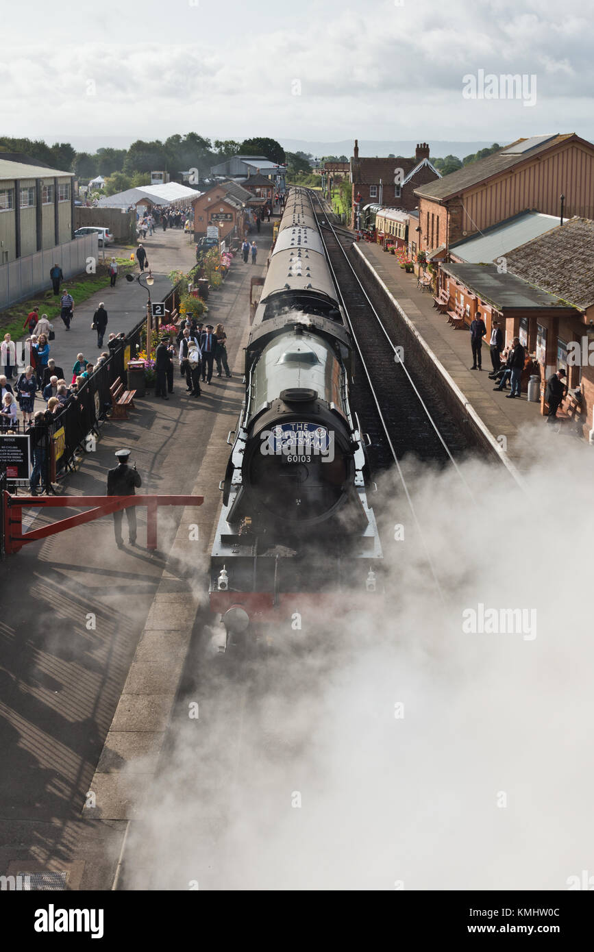 Flying Scotsman Steam Train Getting Ready To Leave Bishops