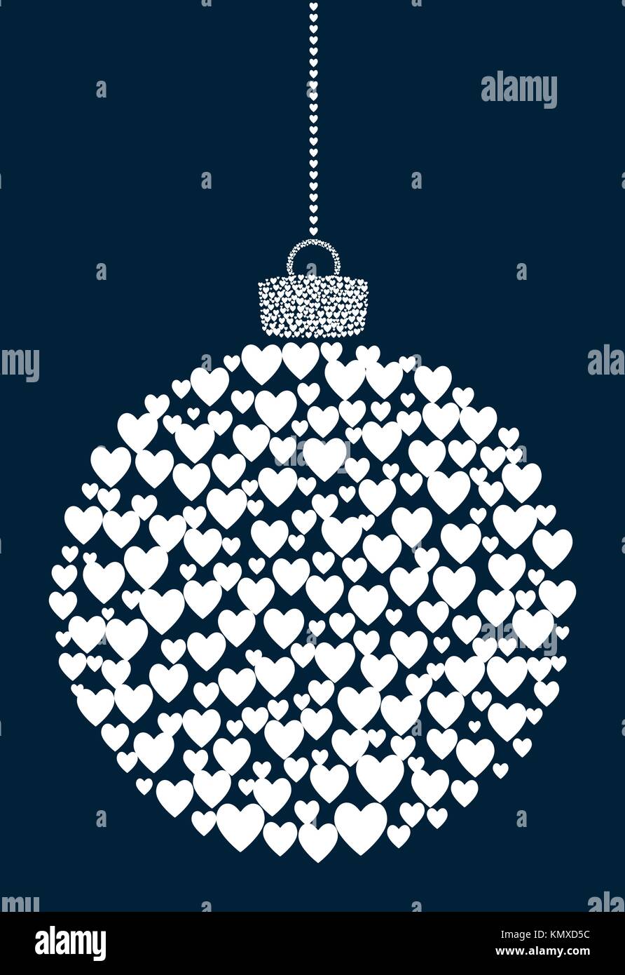 Vector Hanging Abstract Ball Consisting Of Heart Icons On Vector Hanging Abstract Ball Consisting Of Heart Icons On Dark Blue Background
