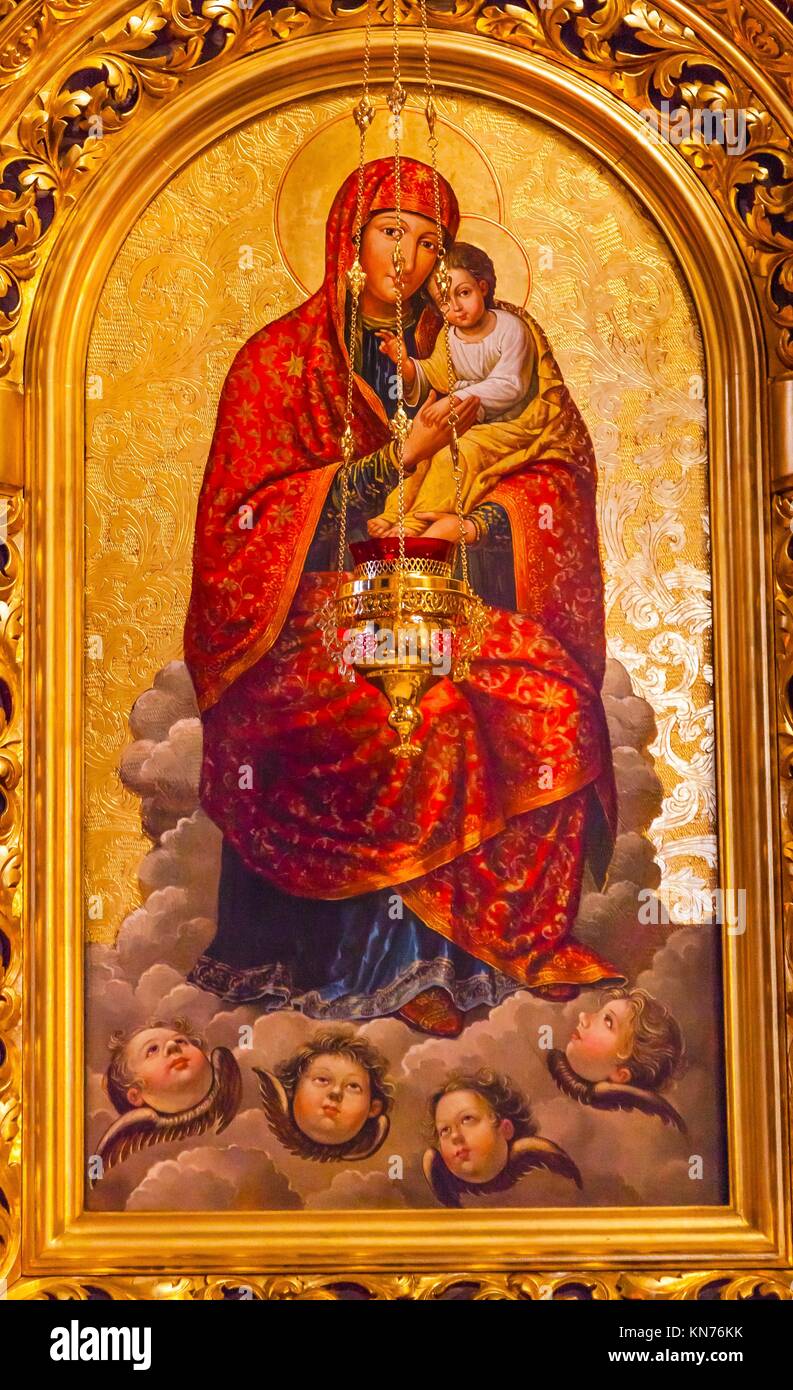 golden mary jesus angels icon basilica saint michael monastery stock