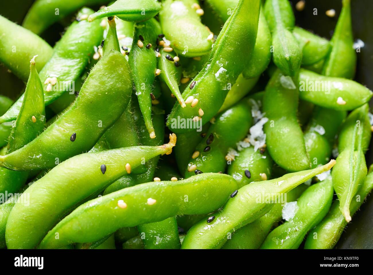 Edamame Fresh Soya Beans Close Up Macro Texture Immature Soybeans In