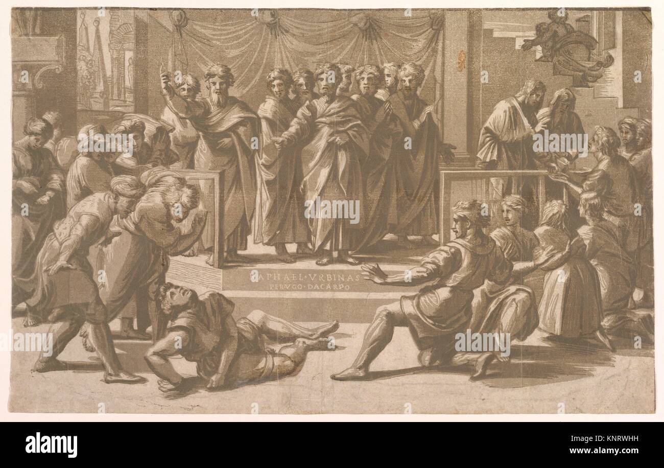 Death of Ananias. Artist: Ugo da Carpi (Italian, Carpi ca. 1480-1532 Bologna); Artist: After Raphael (Raffaello Sanzio or Santi) (Italian, Urbino