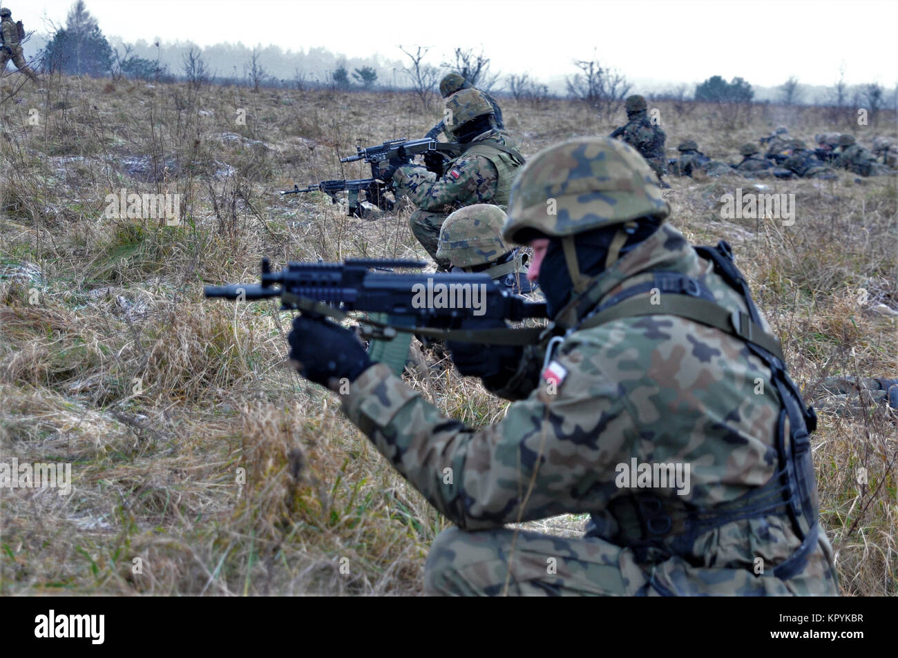 Polish soldiers of the 15th Mechanized Brigade, Giżycko, Poland train